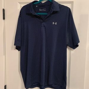 Under Armour XL Blue & Gray Stripped HeatGear Polo.